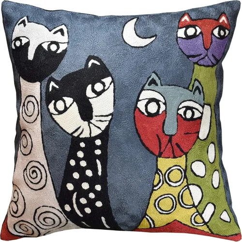 Miniatura 16 de Picasso - Funda de almohada de gato morado, almohada bordada a mano, cojín abstracto de gato, cara de gato en almohada, almohadas decorativas