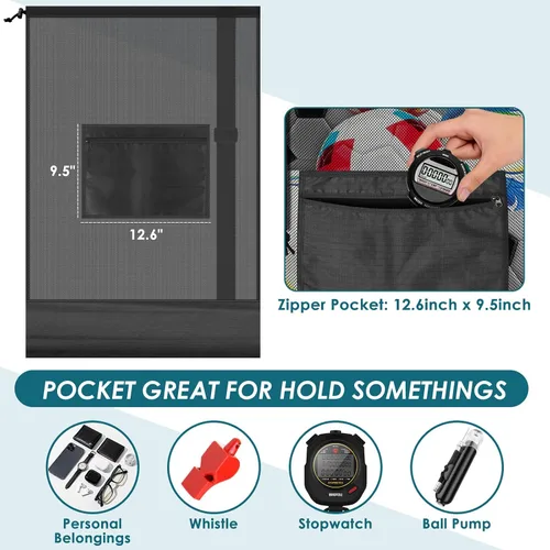 Miniatura 3 de BROTOU Bolsa de red para pelota de fútbol extragrande, bolsa de malla con cordón de 40 x 30 pulgadas con bolsillo con cremallera, bolsa