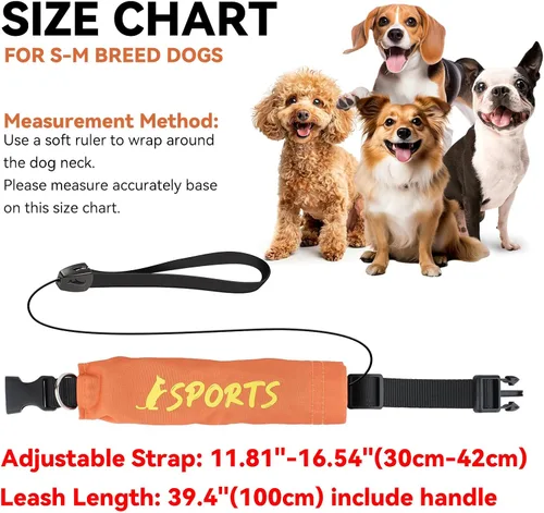 Miniatura 3 de NAMSAN Collar de correa retráctil para perros pequeños a medianos, collar de perro con correa retráctil integrada, todo en uno, ajustable, naranja