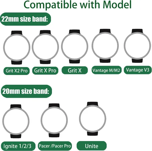 Miniatura 2 de Correa de repuesto compatible con Polar Smartwatch Band de 0.787 pulgadas y 0.866 pulgadas, correa deportiva con hebilla de metal compatible
