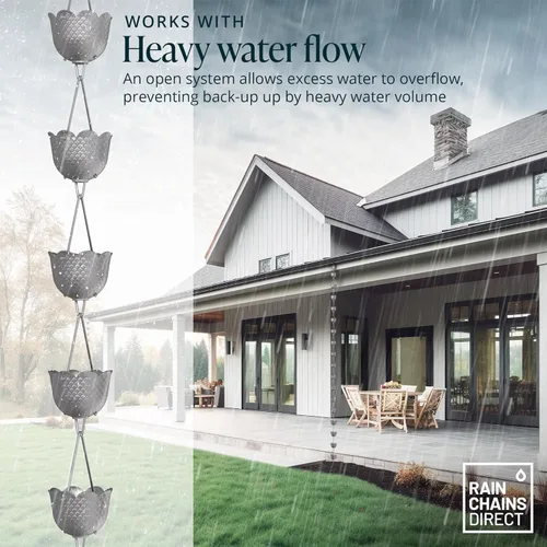 Miniatura 6 de Rain Chains Direct - Cadena de lluvia en forma de piña - 8.5 pies - Aluminio fresado en gris - Cadenas de lluvia premium para canalones