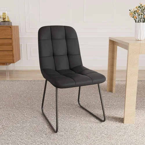 Miniatura 2 de HIPIHOM Juego de 4 sillas de comedor, modernas sillas de comedor de piel sintética para cocina, sala de estar, comedor (4 negras)