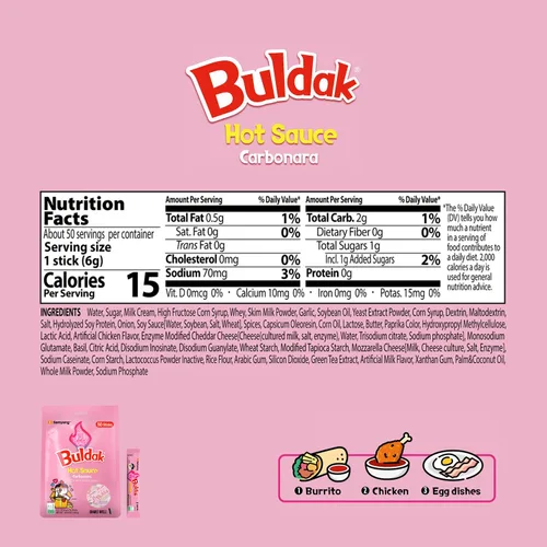 Miniatura 2 de Samyang Buldak - Salsa coreana de pollo picante picante sabor carbonara, auténtica salsa coreana para aperitivos de ramen y inmersión, 0.17 onzas