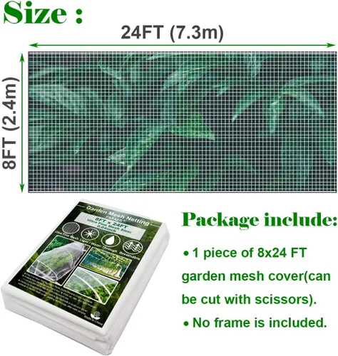 Miniatura 3 de Red de Malla Ultra Fina para Jardín, FARAER Cubiertas para Plantas 8'x24' Red de Jardín para Proteger Plantas Vegetales Frutas Flores Cultivos