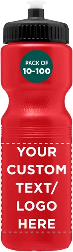 Miniatura 12 de DISCOUNT PROMOS Juego de botellas de agua de plástico personalizadas de 28 onzas, 10/50/100, paquete personalizado a granel, perfectas