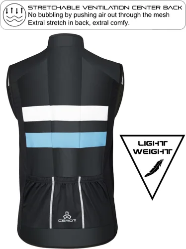 Miniatura 2 de CEROTIPOLAR Chaleco de ciclismo para hombre con 3 bolsillos de carga con cinta reflectante, chaleco de ciclismo micro Softshell resistente al viento