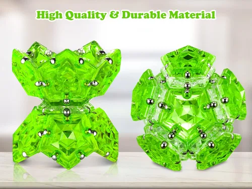 Miniatura 4 de LAFFTRAK - Esfera magnética antiestrés con imanes, juguetes sensoriales - Verde brillante cristalino; juego de 12 piezas - Creatividad más allá