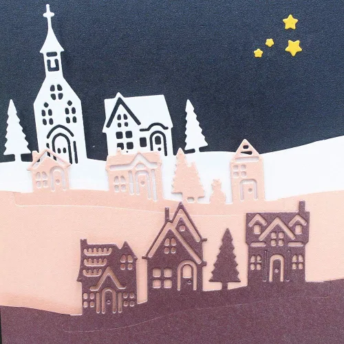 Miniatura 3 de Village House - Moldes de plantilla de plantillas de corte de metal, herramienta de grabado en relieve para hacer tarjetas, álbum, álbumes