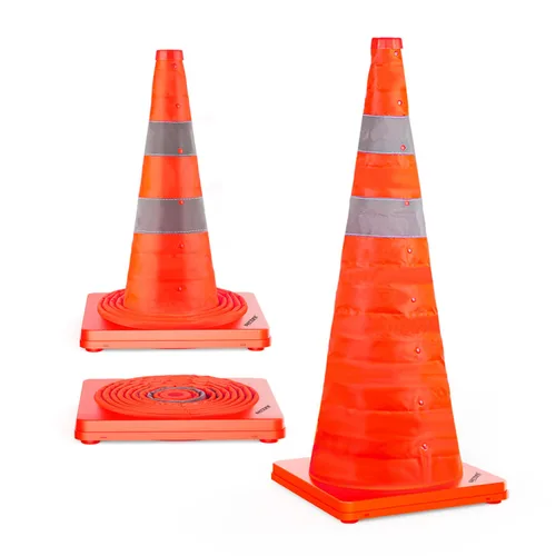 Miniatura 18 de BATTIFE [Paquete de 2] Conos de seguridad de tráfico plegables de 36 pulgadas, conos naranjas, conos emergentes multiusos con collar reflectante
