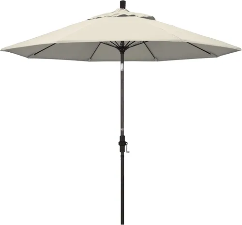 California Umbrella paraguas de tela Olefin de 9 pies de fibra de vidrio de elevación basculante mercado de aluminio, paraguas con poste de bronce,