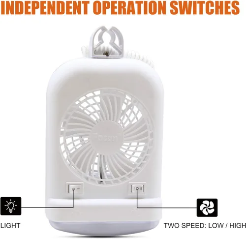Miniatura 3 de Facon Combo de luz de ventilador de 12 V CC para caravana emergente, interruptor independiente, cable extensible de 2 velocidades con enchufe macho