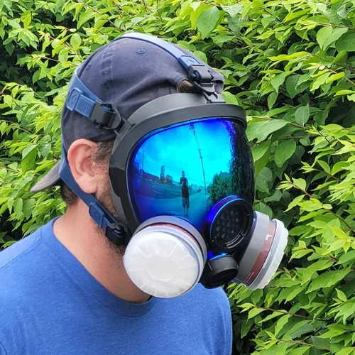 Miniatura 2 de Parcil Distribution Full Face Respirator Mask - Air Purifying, Organic Vapor & Particulate - Industrial Use - CE Tested Pd-100 Azul Ártico