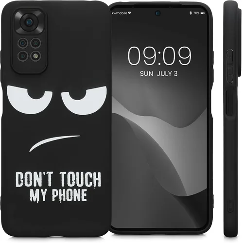Miniatura 5 de kwmobile Funda de silicona TPU compatible con Xiaomi Redmi Note 11 / Note 11S - Funda suave - Don't Touch My Phone Blanco/Negro