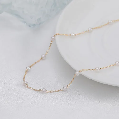 Miniatura 6 de TOBENY Collares de perlas para mujer, chapado en oro de 14 quilates, collar de gargantilla delicada cadena de boda collar de perlas de agua dulce