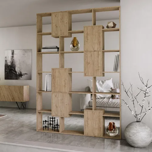 Miniatura 7 de Mobili Fiver, Iacopo XS Estantería con puertas de panel (63.31 x 31.5 pulgadas), color negro Ashwood, Made in Italy