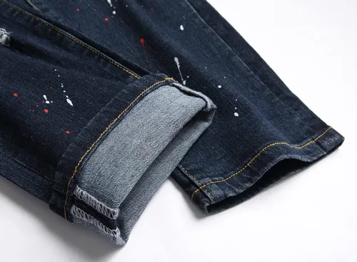 Miniatura 7 de AITITIA Jeans elásticos rasgados de ajuste regular para hombre