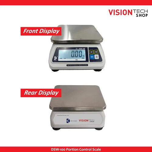 Miniatura 5 de VisionTechShop DSW-100 Báscula de alimentos para porciones con pantalla LCD única, bandeja de acero inoxidable, capacidad de 15 libras, legibilidad