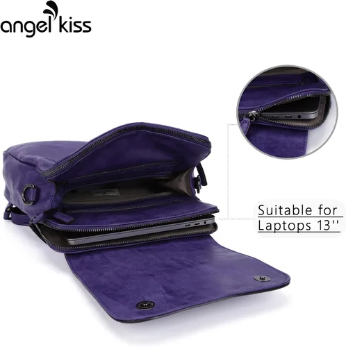 Miniatura 2 de Angel Kiss Backpack Purse for Women Casual Fashion Vegan Leather Shoulder Bag Ladies Zipper Magnetic Flap Backpack
