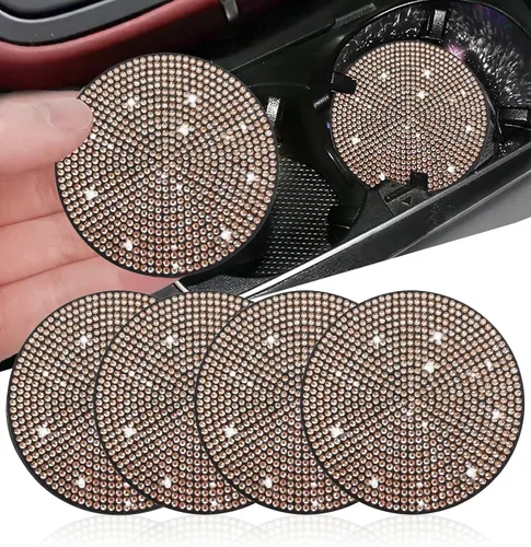 Miniatura 33 de NBTEPEM 2 posavasos de auto con diamantes de imitación, 2.75 pulgadas, antideslizantes, a prueba de golpes, universal, a la moda, para auto