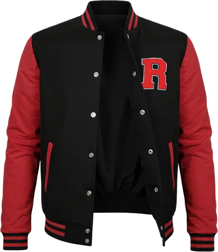 Miniatura 3 de Decrum Chaqueta de letras negra y amarilla para hombre, chaqueta de bombardero universitaria de béisbol de secundaria para hombre, chamarra Varsity