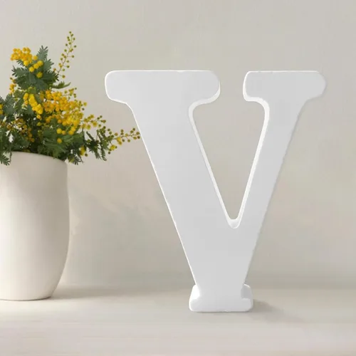 Miniatura 24 de Letras de madera de 4.3 pulgadas, letras blancas de madera sin terminar para injerto, letras de madera para decoración de pared, letras pie