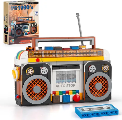 Vziimo Retro Radio Classic Series - Juego de bloques de construcción, exhibidor de reproductor de música vintage coleccionable, mini kit de modelo,