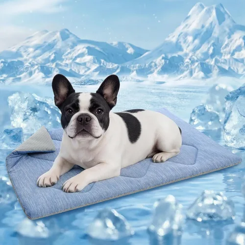 Miniatura 9 de Queenmore Tapete refrescante grande para perros, cama plana portátil para mascotas para perros y gatos, tapete antideslizante para dormir para Azul