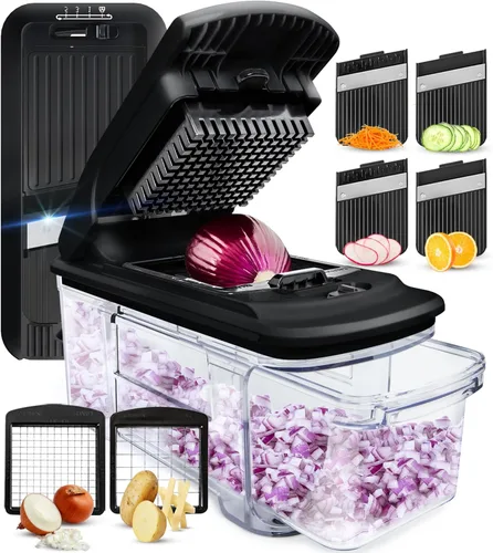 Miniatura 10 de Cortador de mandolina Fullstar para cocina - Picador de verduras, cebolla, patata, picador y cortador de alimentos, frutas y verduras