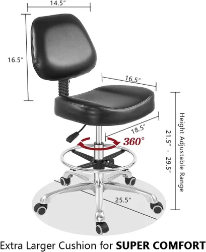 Miniatura 2 de Grace&Grace Silla de dibujo, taburete alto de oficina con ruedas, taburete de tienda resistente para estudio, taller, oficina, oficina en casa