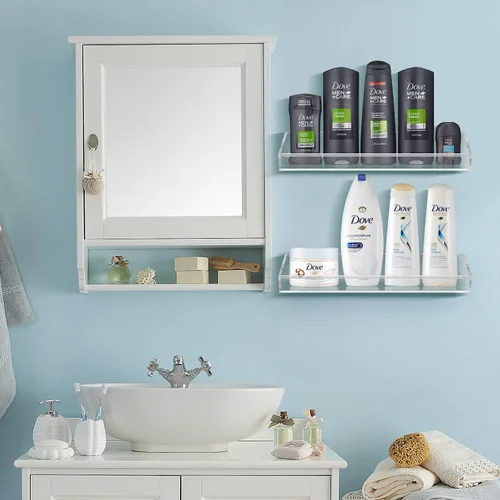 Miniatura 6 de Sorbus Estantes de baño acrílicos flotantes, estantes acrílicos transparentes, estante de ducha para tocador de baño, cocina, estantería, estante
