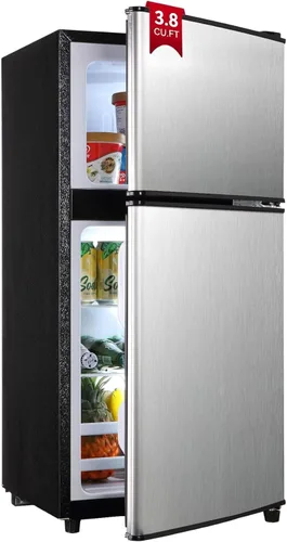 Miniatura 17 de Refrigerador dormitorio con congelador, refrigerador pequeño de 3.45 pies cúbicos con congelador para apartamento, temperatura ajustable de 7