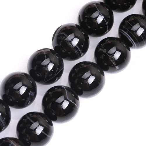 Miniatura 201 de GEM-Inside - Cuentas sueltas de ágata verde con bandas de energía natural, cuentas de energía natural para hacer joyas, 0.315 in, redondas, 15 Ágata