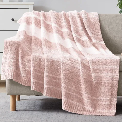 Miniatura 50 de WRENGONGE - Manta a rayas de color caqui, suave, acogedora, mullida, cálida, para sillón, sofá, cama o viajes, ligera, 50 x 70 pulgadas, regalo