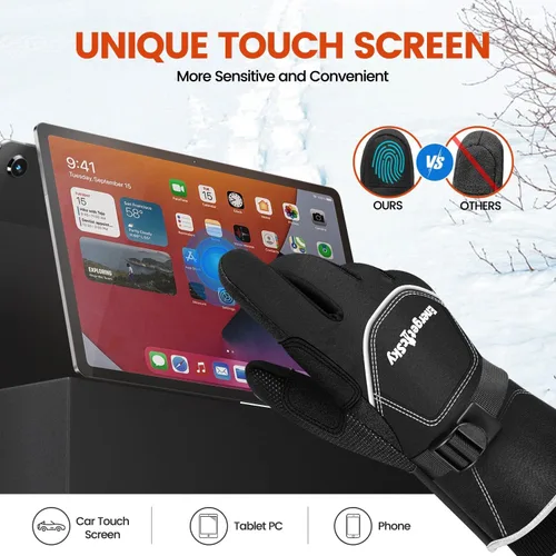 Miniatura 4 de UJUJIA -Guantes de invierno de 40 , guantes de esquí y snowboard para hombres y mujeres, guantes térmicos cálidos para clima frío, impermeables
