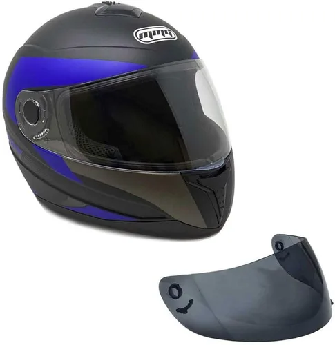 Miniatura 9 de MMG El casco integral para motocicleta DOT Street Legal viene con escudo transparente y protector ahumado de repuesto (MGAH26) (negro mate, mediano)