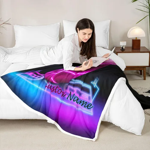 Miniatura 5 de Erosebridal Manta de baloncesto rosa para sofá para niños y niñas, manta de forro polar con temática deportiva, manta de sherpa brillante