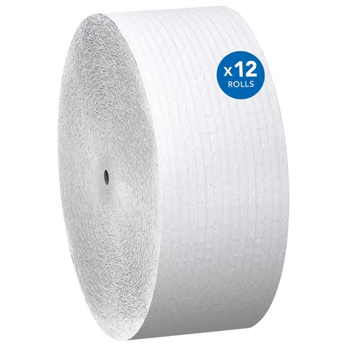 Scott Professional Papel higiénico Jumbo Roll sin núcleo de alta capacidad, a granel (07005), seguro para sépticos, blanco, (12 rollos a 2.300' cada