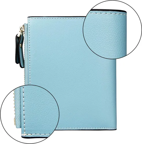 Miniatura 5 de FT FUNTOR RFID - Billetera de cuero para mujeres, tarjetero de mujer, pequeña billetera compacta de bolsillo con ventana para identificación