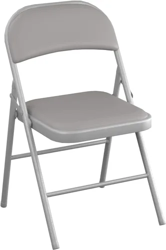 Miniatura 5 de Juego de 4 sillas plegables de vinilo beige con asiento acolchado