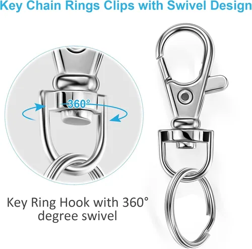 Miniatura 6 de YHYZ Llavero Anillos de Cadena de Llaves Clips Giratorios a Granel, Ganchos Giratorios con Cordón (Pequeño X 4pcs, Mediano X 4pcs, Grande X 4pcs) +