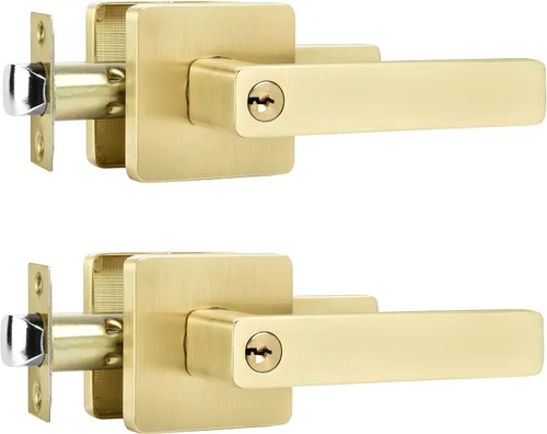 Miniatura 15 de Leydebong - Paquete de 4 picaportes resistentes para entrada con llave, manija dorada, llaves iguales/combo con llave, reversible para la izquierda