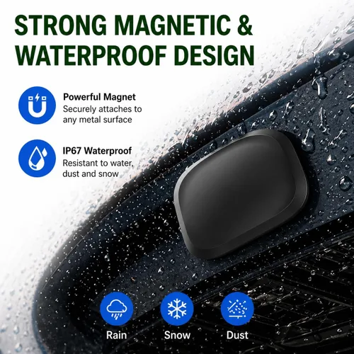 Miniatura 4 de Rastreador GPS para vehículos, solo iOS magnético impermeable rastreador de coche, sin tarifa mensual, mini rastreador GPS portátil