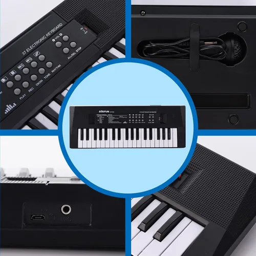 Miniatura 3 de Teclado de piano para niños, teclado de música portátil de 37 teclas, aprendizaje temprano, música electrónica, instrumento de piano para niños