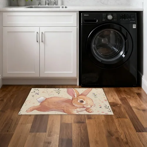 Miniatura 7 de Alfombra de área de 23.62 x 35.43 pulgadas, lavable antideslizante, tapete de baño para entrada, cocina, baño, un conejito corriendo con un