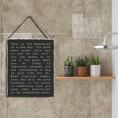 Miniatura 5 de Arte de pared inspirador motivacional con texto en inglés "This Is The Beginning Of A New Day" de madera, letrero colgante positivo, decoración