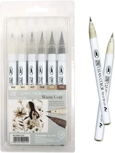 Kuretake Zig Clean - Marcador de pincel de color, puntas de pincel flexibles, bolígrafos de acuarela para pintar, dibujar, caligrafía y letras de