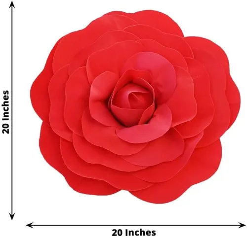 Miniatura 7 de Efavormart Enormes Rosas de Espuma 3D para Pasillo de Boda - Paquete de 2 de 20" Flores Artificiales Rojas de Sensación Real, Decoraciones de Fiesta