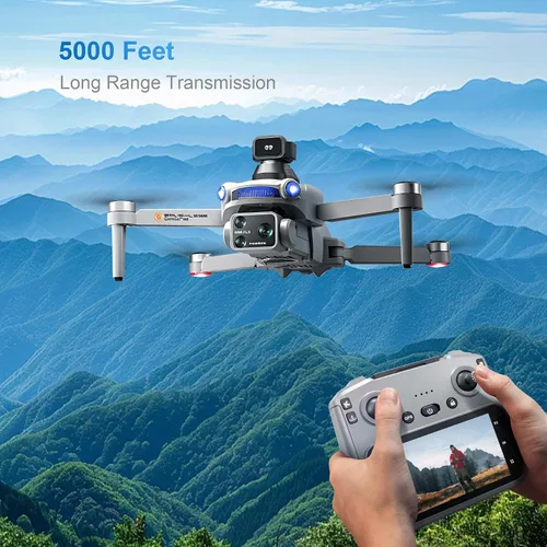 Miniatura 7 de Dron S119 4K con cámara para adultos, retorno automático GPS, prevención de obstáculos, motor sin escobillas, control remoto de pantalla 5G, 3 Gris
