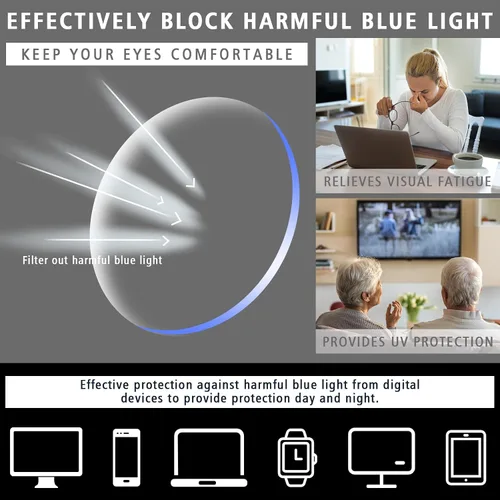Miniatura 5 de Anteojos de lectura multifocales progresivos para mujeres y hombres, cuadrados con bloqueo de luz azul y lectores de computadora
