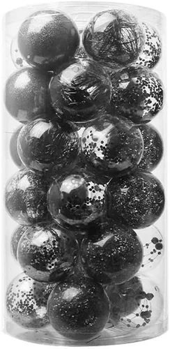 Miniatura 2 de YYCRAFT Adornos de Bolas de Navidad de Plástico Transparente Irrompibles 6CM (2.36 pulgadas) Bolas de Navidad Juego de Esferas con Decoraciones Negro